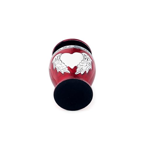 Angel Wings & Heart Cremation Urn (Red Shimmer, Large)' (Red Glossy, Single - Miniatue) - color: Red Glossy