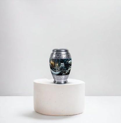 White Owl Sitting White Flower Urn for Ashes Adult Male- Urn for Ashes for Women - Cremation Keepsakes - 3 Inch - Pack of 2 - Small Urns for Remains - Miniature Urns - Loss Memorial - size: Pack Of 2