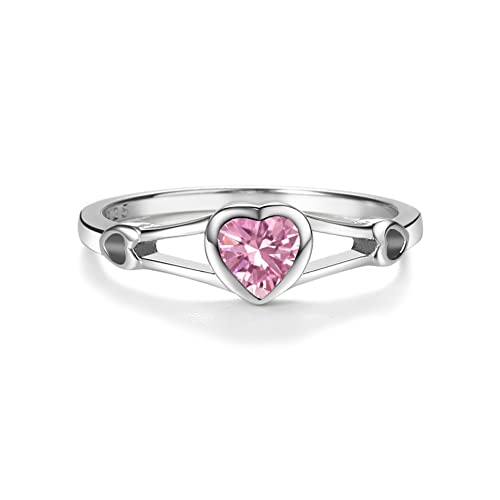 Precious Pieces Heart Birthstone Ring, 925 Sterling Silver | Available in all 12 simulated birthstones for babies, little girls & pinky rings. A meaningful birthday keepsake. - color: 10-October Size 5