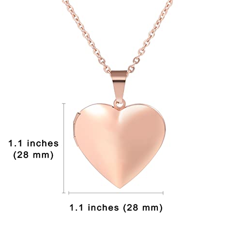 Personalized Heart Locket Necklace for Women with Picture Custom Inside Engraved Text Silver/Gold/Rose Gold Photo Locket Stainless Steel Memorial Gifts for Mom Daughter Grandmother - color: D3: Always in my heart (Rose Gold)