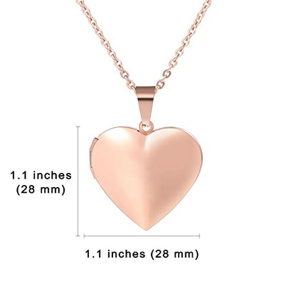 Personalized Heart Locket Necklace for Women with Picture Custom Inside Engraved Text Silver/Gold/Rose Gold Photo Locket Stainless Steel Memorial Gifts for Mom Daughter Grandmother - color: D3: Always in my heart (Rose Gold)