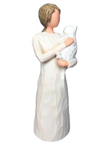 FRUMOASA White Cat Angel Figurine 6" Loss Cat Sympathy Memorial Gift Statue - color: White Cat