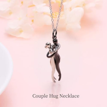 FLYOW S925 Sterling Silver Best Friend Couple Pendant Friendship Sun Moon Lotus Yin Yang Matching Bff Necklace for Women Jewelry - style: Hug