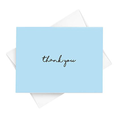Baby Boy Thank You Card – Elegant Light Blue Greeting for Birthdays, Baby Showers, Weddings, Business – White Blank Interior | 4.25 x 5.5” | Set of 25 Cards & 25 Envelopes - color: Blue