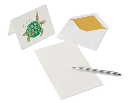 Papyrus Thank You Cards with Envelopes, Sea Creatures (20-Count) - color: white, gold, green, orange