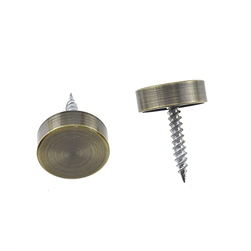 Hahiyo 18mm Diameter Mirror Screws Brushed Copper Material Solid Easy Install Brass Washer Decorative Caps Fasteners Nails Bronze 8 Pairs for Bathroom Mirrors Panels Kitchen Ceiling Arts Crafts - size: 18mm-8sets-Bronze