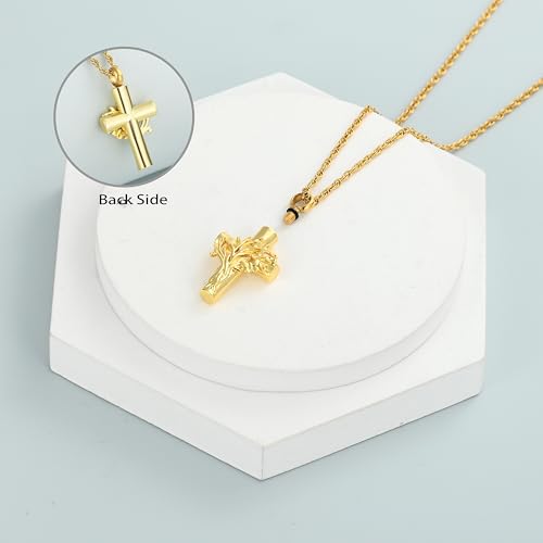 shajwo Tree of Life Cross Urn Necklace for Ashes - color: Gold