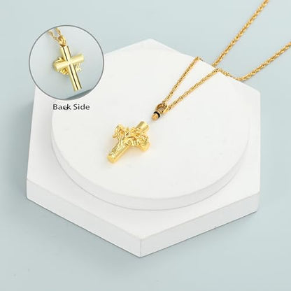 shajwo Tree of Life Cross Urn Necklace for Ashes - color: Gold