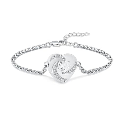 Imrsanl Heart Urn Bracelet for Ashes for Women Inlaid Crystal Ajustable Link Bracelets Cremation Jewelry Keepsake Loved Ones Memorial Ashes Holder - color: Silver-White