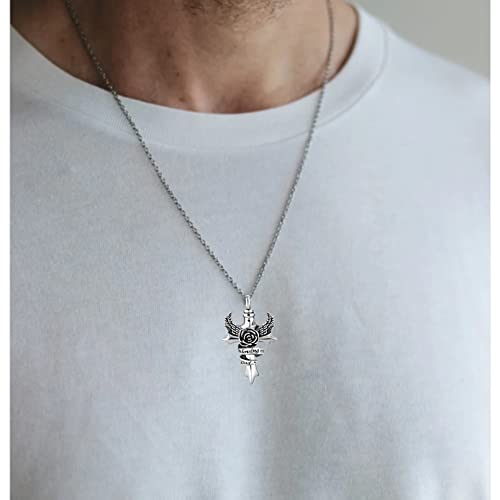 TGLS In Loving Memory Angel Wing Cross Urn Necklace for Mom Dad Grandma Human Ashes Family Members Memorial Keepsake Cremation Pendant Jewelry - style: Grandpa