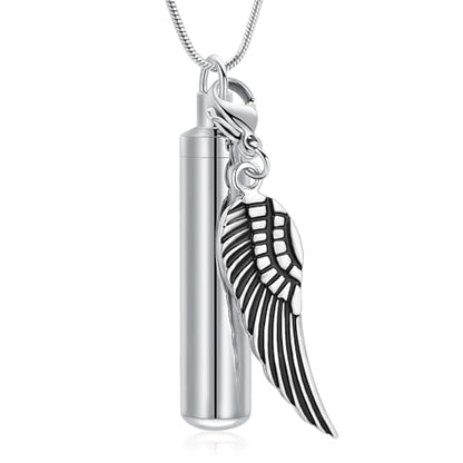 Oinsi Car Charm & Cylinder Urn Necklace for Ashes Stainless Steel Tube Cremation Urn Jewelry Necklace for Ashes Memorial Keepsake Gifts - color: Style-B