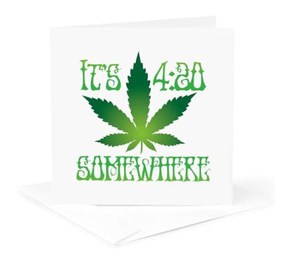 3dRose Greeting Cards - Its 420 Somewhere - 6 Pack - Marijuanna Funny - size: 6 Greeting Cards with envelopes