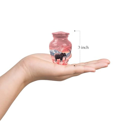 Pink Elephant Cremation Urn Set - Adult Urn with Keepsakes - 10&3 Inch - color: Elephant-4, size: combo-3