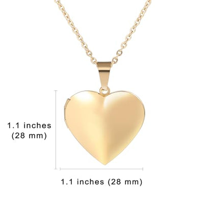 Personalized Heart Locket Necklace for Women with Picture Custom Inside Engraved Text Silver/Gold/Rose Gold Photo Locket Stainless Steel Memorial Gifts for Mom Daughter Grandmother - color: D2: Always in my heart (Gold)