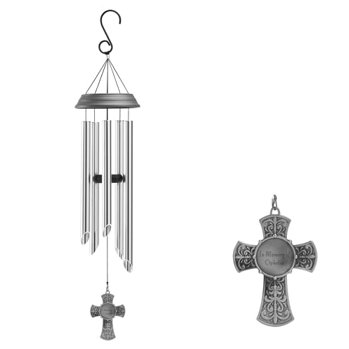 Let's Make Memories Personalized Memorial Wind Chime - Sympathy - Condolences - Engraved - 30" H + Cross Medallion - Amazing Grace - style: Amazing Grace