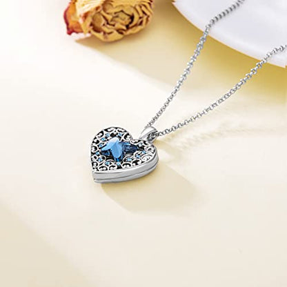 Dorunmo Personalized Locket Necklace 925 Sterling Silver that Holds Pictures Butterfly Birthstone Photo Heart Locket Custom Jewelry Congratulations New Beginnings New Job Gifts for Women - color: Butterfly Blue, style: Only Locket