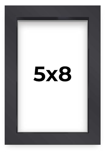 5x8 Inch Shadow Box Frame Contemporary Black Finish | 3/4" Depth of Usable Space| Interior Size 5x8 Inch or 8x5 Inch in| UV Resistant Acrylic, Acid-Free Backing, Wall Hangers | Made in USA - size: 5x8
