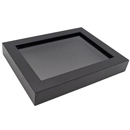 Black 6x8 Wood Shadow Box Picture Frame with Black Acid-Free Backing UV Acrylic & Hanging Hardware - with 3/4" Usable Depth - Great Keepsake Box Memorial Frame Shadowbox - size: 6x8