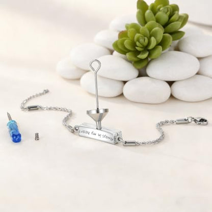 ONEFINITY Urn Bracelet for Ashes Abalone Shell Tree of Life/Hummingbird/Mountain/Butterfly/Dragonfly/Opal Bracelet Cremation Jewelry Gifts for Women - color: Mountain