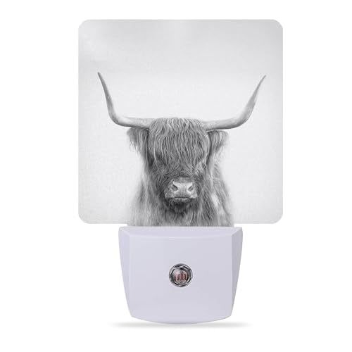 Cow Night Light,Highland Cow Night Lights Plug into Wall for Boys Girls, Led Lamp for Stairway/Hallway/Bedroom 0.5W Nightlight Sleep Friendly - color: Highland Cow