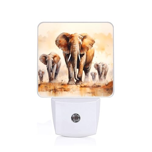 African Elephant Night Light,Plug-in Night Lights with Dusk-to-Dawn Sensor for Bedroom,Bathroom and Living Room Sleep Friendly lamp 0.5w - color: African Elephant