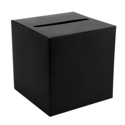 Adecortalk Black Gold Card Box Money Box Holder for Wedding Party Reception Birthday Baby Shower Bridal Shower Raffle Ticket Anniversary Graduation Table Centerpiece Decorations, 9'' - color: Black