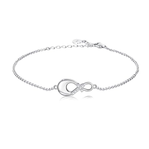 Sterling Silver Infinity Urn Bracelet for Ashes - S925 Teardrop Cubic Zirconia Cremation Keepsake Jewelry Gift for Women Loss Loved One - style: CZ Cross