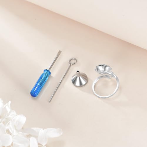 Urn Ring for Ashes Sterling Silver Adjustable Flower Cremation Rings Memorial Keepsakes Jewelry Gifts for Human Pet