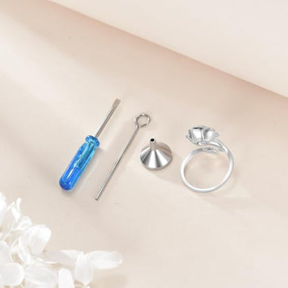 Urn Ring for Ashes Sterling Silver Adjustable Flower Cremation Rings Memorial Keepsakes Jewelry Gifts for Human Pet