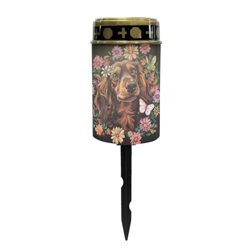 Dachshund Personalized Solar Outdoor Lights for Dog Pet Memorial Solar Lights Warterproof Cemetery Decorations for Grave Automatic Solar Light Sympathy Gifts - color: Dachshund