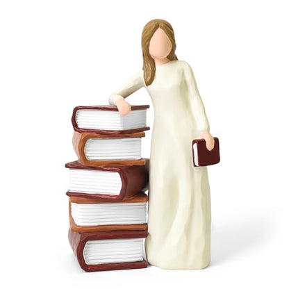 Book Lovers Gifts for Women,Hand-Painted Sculpted Reading Women Figurines | Library Bookshelf Decor for Readers, Graduates, Students, Teachers, Living Room Desk Office Decoration - style: Reading girl