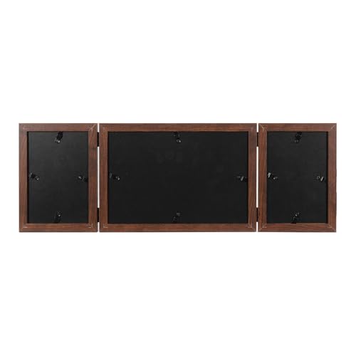 Brown 3 Picture Frame Collage 4x6 5x7,Holds 3 Standard Photographs, Freestanding,Glass Front Stand Vertical on Desktop - color: Brown, size: 4x6-5x7