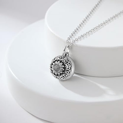Flower Cute Animal Sterling Silver Pendant Urn Ashes Necklace for Women BF0709 - color: Ball *Sunflower