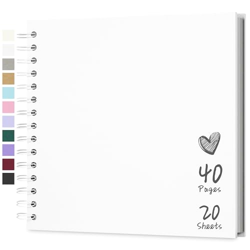 Scrapbook Photo Album 8"x8" 20 Sheets 40 Pages Hardcover Kraft Paper White - color: White, size: 8"x8" 20 Sheets