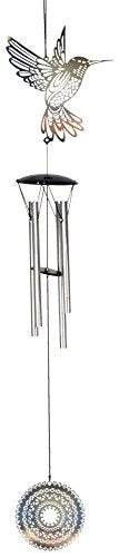 Spoontiques Hummingbird Metal Wind Chime - Outdoor Garden Décor - Decorative Chimes for Yard, Garden, Backyard and Patio Decoration - color: Silver