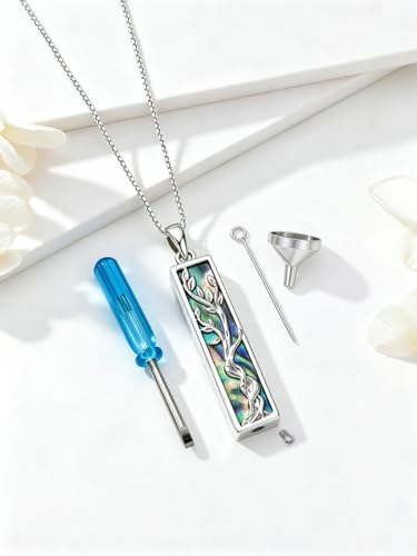 Dog Urn/Tree of Life/Dragonfly/Butterfly Urn Necklace 925 Sterling Silver Adjustable Abalone Ashes Jewelry Gifts for Women - color: Tree of Life