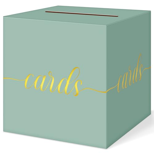 Elegant Sage Green Wedding Card Box, Gold Foil Gift Card Box for Party - color: Z01 Sage Green and Gold Foil