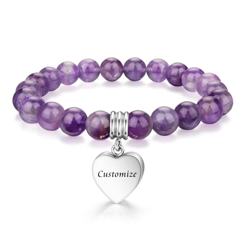 abooxiu Cremation Jewelry Urn Bracelet for Ashes Memorial Heart Ashes Keepsake Cremation Ash Bracelets Urn Jewelry for Ashes of Loved Ones for Women - With Me Always - style: Engraved - Amethyst