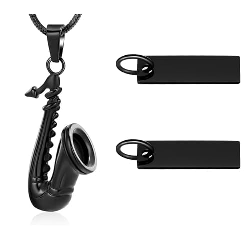 memorial jewelry Music Urn Saxophone Horn Chain Necklace Cremation Ash Keepsake Pendant - color: Z-Customize