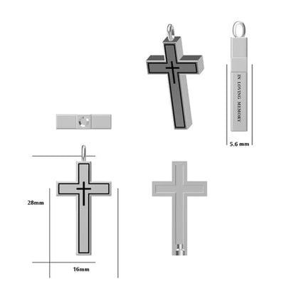 925 sterling silver cross souvenir ashes necklace urn pendant - color: MEMORY
