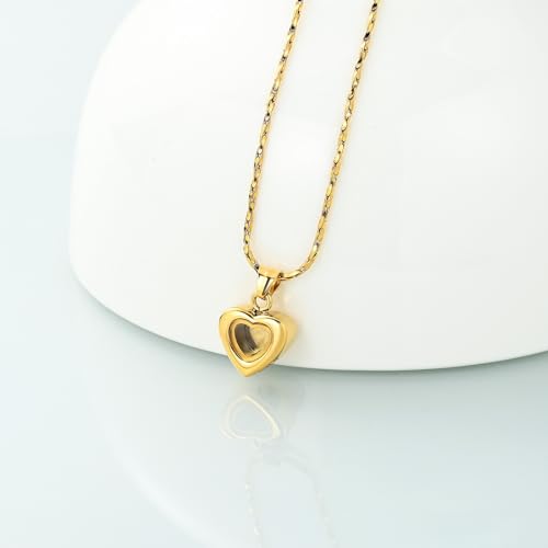 Imrsanl Small Heart Urn Necklace for Ashes Cremation Jewelry for Women Stainless Steel Pendant Memorial Ash Holder Loved Ones Keepsake - color: Gold Glass