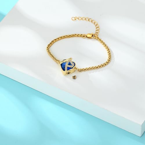 Hearbeingt Crystal Heart Urn Bracelet for Ashes Cremation Jewelry for Women - color: Customize
