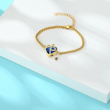 Hearbeingt Crystal Heart Urn Bracelet for Ashes Cremation Jewelry for Women - color: Customize