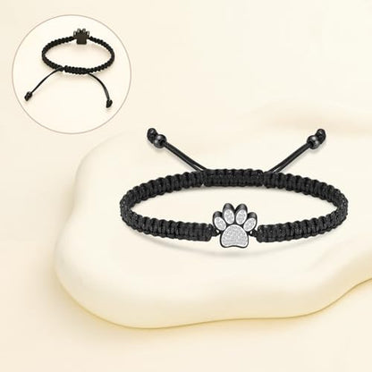 Oinsi Pet Cremation Jewelry for Ashes Dog Cat Paw Urn Bracelet for Women Men Bangle Keepsake Memorial Urn Pendant Adjustable Rope Bracelet-Customized - color: A-Customized