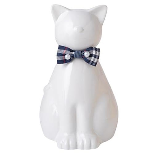 ETIAL Ceramic Pet Urn for Ashes, Cat Shaped 850ML Funeral Cremation Urn for Small Dogs & Cats, Angel Themed Memorial Keepsake Box, Handmade Heartfelt Sympathy Gift for Pet Loss (White) - color: White
