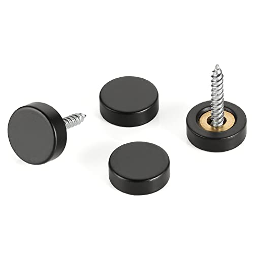 20 PCS Screw Covers Caps (Solid Brass Construction) Mirror Screws Fasteners, Sign Advertising Hardware, 3/5" Diameter, Black - color: Black (20 PCS)