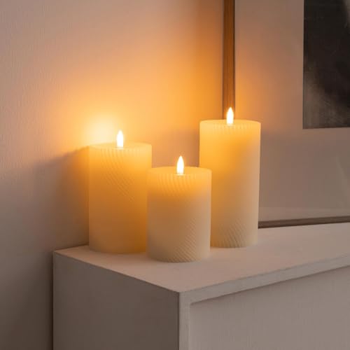 Flickering Flameless Candle with Remote, Real Wax Battery Operated Candles - color: Ivory(Twill)
