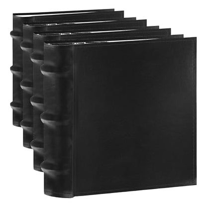 Pioneer Photo Albums 100-Pocket European Bonded Leather Photo Album for 4 by 6-Inch Prints, Black | (Pack of 4) - color: Black, size: 4 x 6 Inch (Pack of 4)