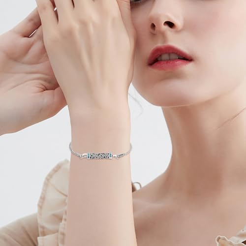 Urn Bracelet For Ashes 925 Sterling Silver Abalone Shell Cremation Keepsake Pendant Locket Bracelet For Women Men - style: Dragonfly