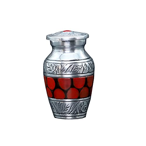 hlc Lovely Small Keepsake Urn Qnty 1 - Keepsake Urn for Human Ashes with 1 Velvet Box Bag-Mini Keepsake Urn -Red Brass Mini Memorial Affordable Keepsake Urn (3 cu.in)
